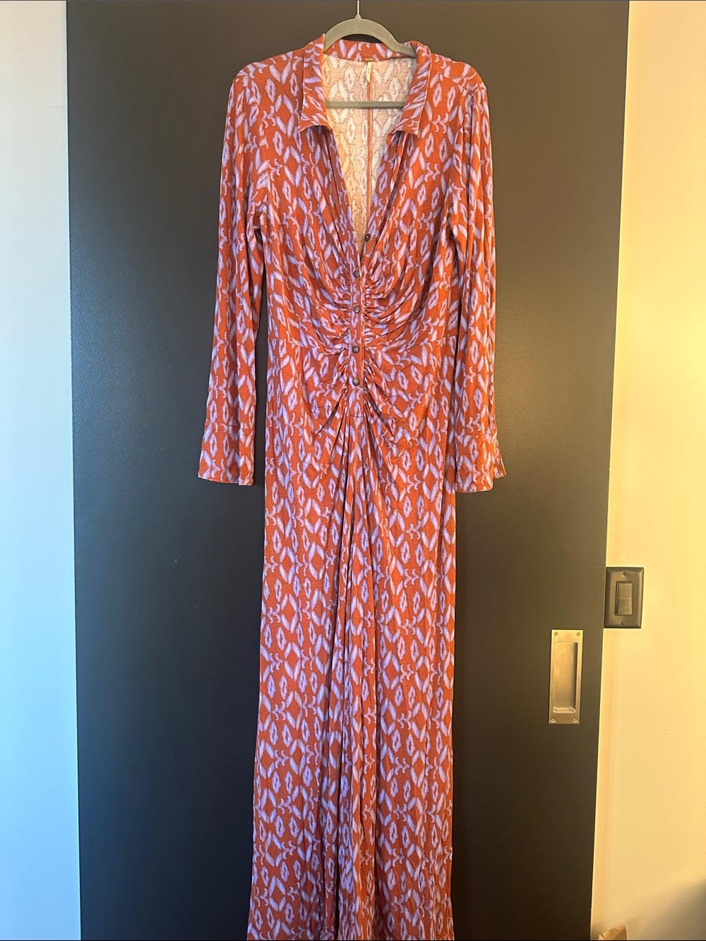 Free People Rust Print Ruched Front jumpsuit - Women